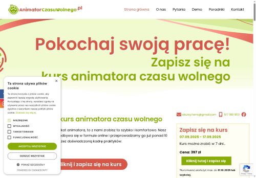Kursy dla animatorów czasu wolnego ONLNE! Duzo wiedzy praktycznej!